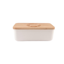 Bamboo Lid Square Bread Pan - Bread Storage Box