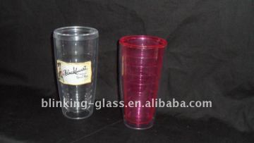 Double wall plastic cups with straw -16OZ