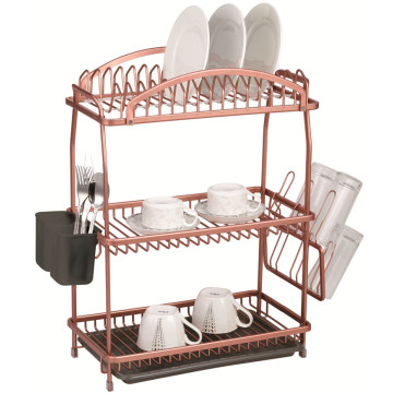 3 Tier Gold Dish Rack with Removable Drainer