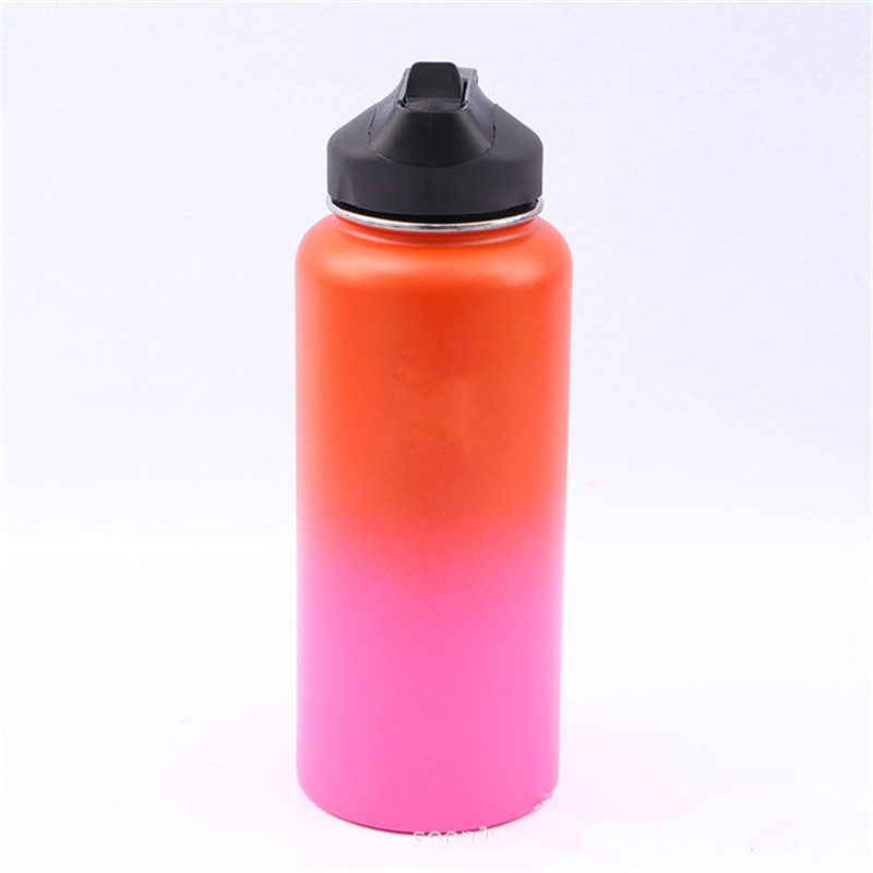 Double Wall Vacuum Insulated Stainless Steel Sports Wide Mouth Water Bottle with BPA Free Straw Lid