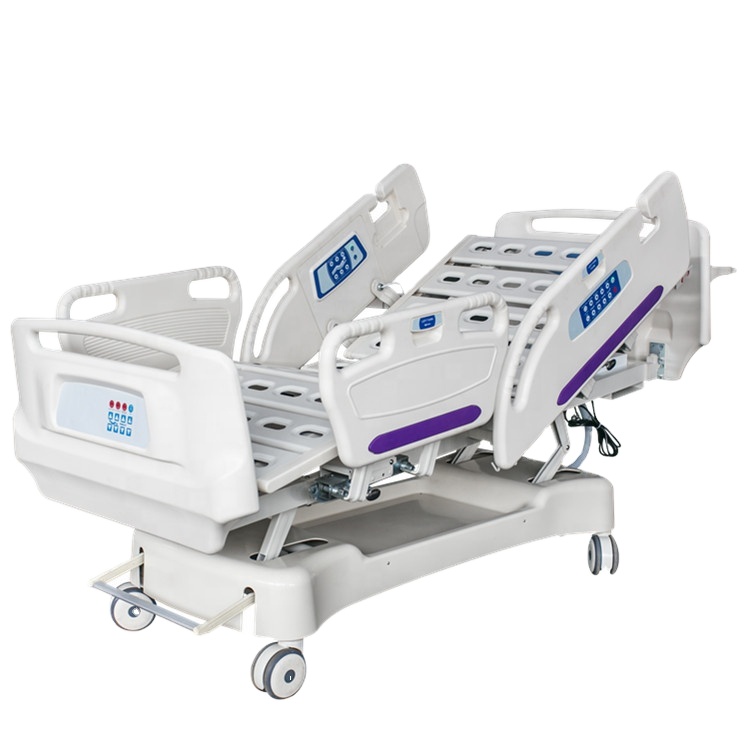 BT-AE011 5 function electric adjustable hospital bed medical intensive care ICU patient bed with ABS PP plastic rails price