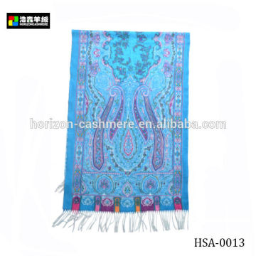 Ladies Wool Classic Scarf, Blue Handmade Wool Scarf