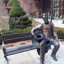 Outdoor street decoration bronze man sitting on bench statue