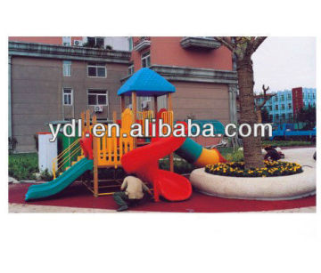 Outdoor kids Wooden double and tube Slide