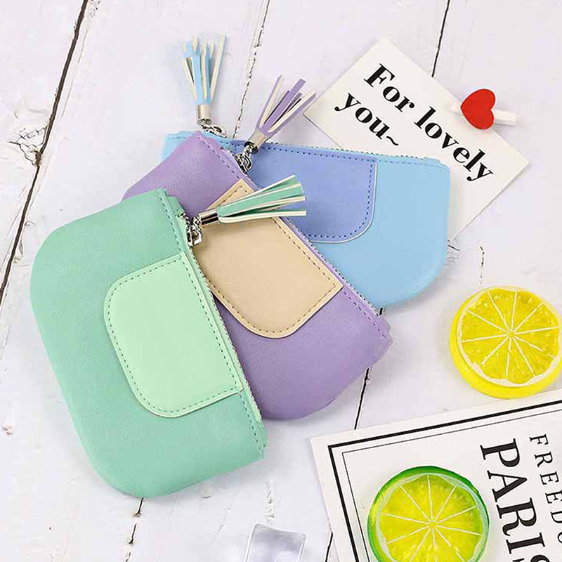 DEQI PU Tassel Coin Purses Women Wallets Small Card Holder Key Money Mini Bag For Girls Ladies Purse Fashion Change Pouch