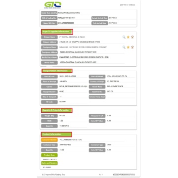 EE.UU. Muestra de datos de importación (circuitos impresos)