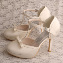 Bow Platform Off white Shoes for Women Wedding
