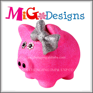 Latest Perfect Ceramic Pink Glittering Collectable Coin Banks