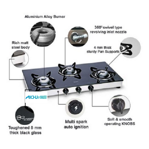 Queimadores de Cooktop a gás de vidro temperado a mesa