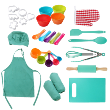 Complete Cooking Baking Set: Apron, Chef Hat, Cookie Cutters & Silicone Baking Cups