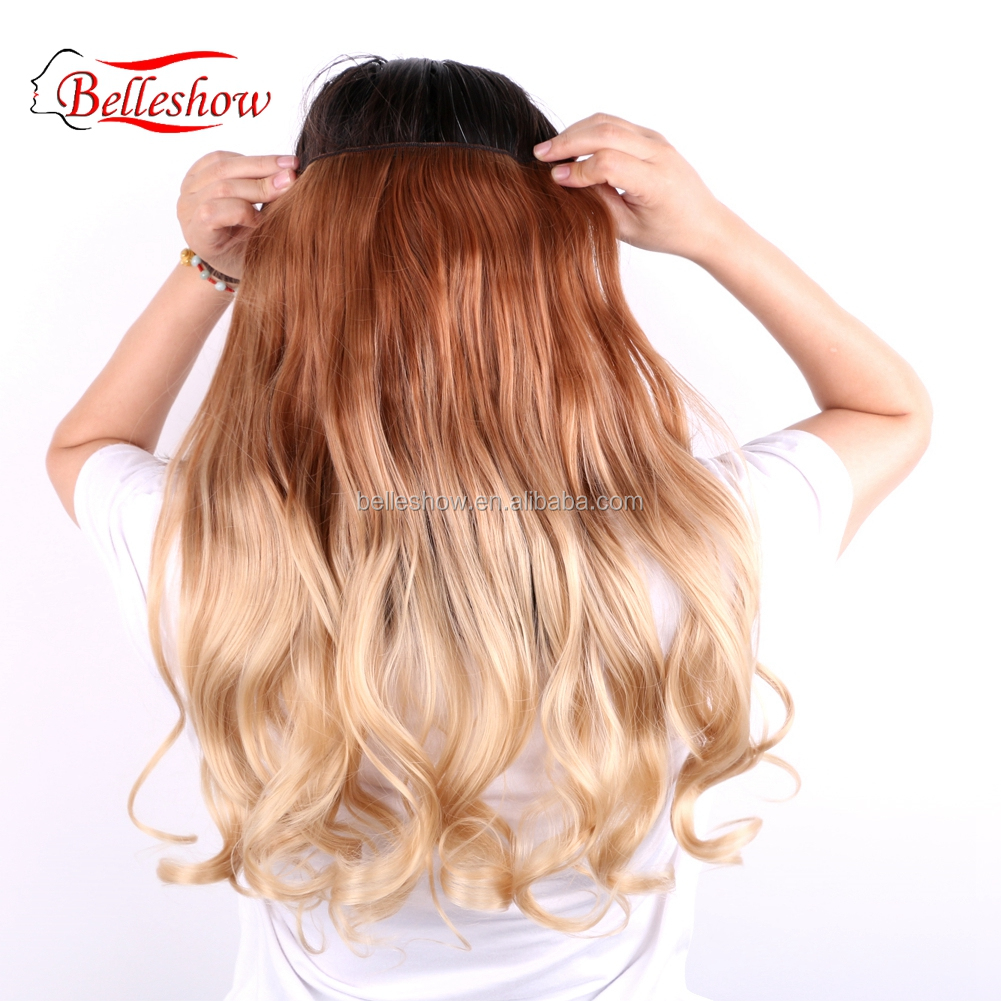 Hot sell 17" 5 Clips  Curly 3/4 Full Head Synthetic Hair Extensions Clip On/in Hairpieces