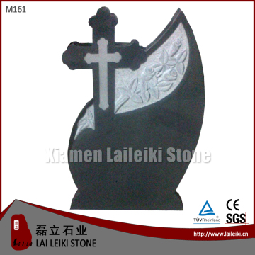 Poland Style Polished Black G654 Gravestone Carving Cross