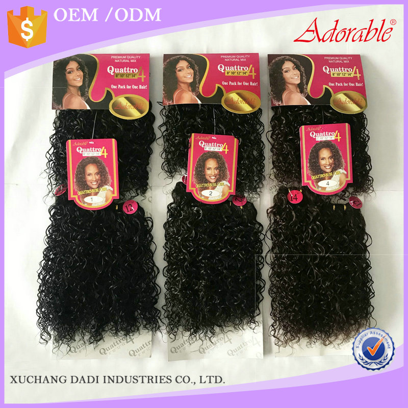 xuchang dadi hair factory yaki braiding hair quattro bebe curl 4pcs,small curly heat resistant fiber synthetic hair packing