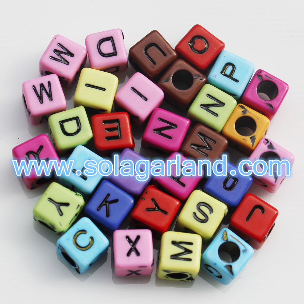 6MM Alphabet/Letter Acrylic Cube Beads