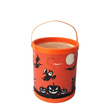 Folding solar led bucket lighted halloween bucket