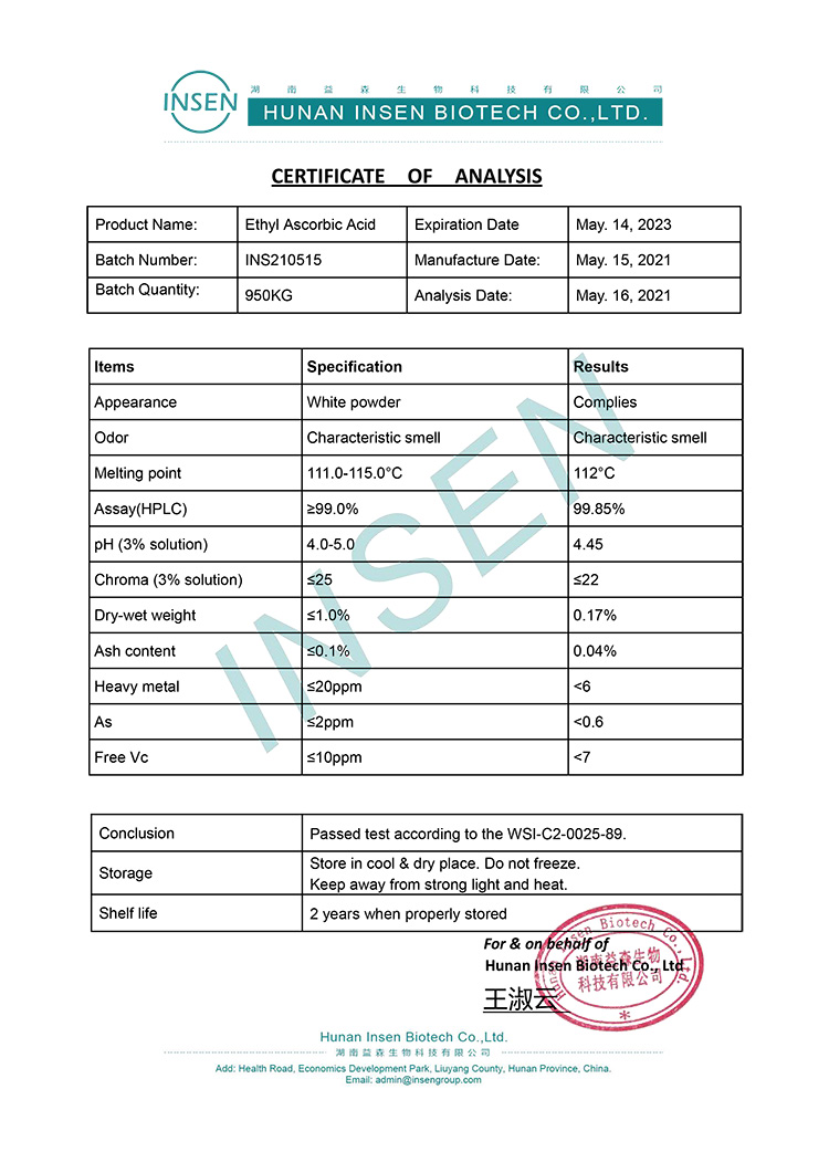 Cosmetic Grade Skin Whitening Ethyl Ascorbic Acid