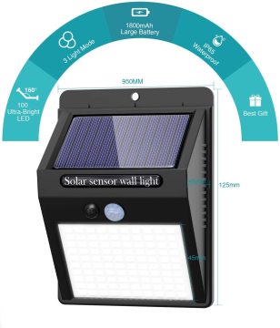 Solar Security Lights - Wireless IP65 Waterproof Solar Motion Lights for Outdoor Use (Front Door)