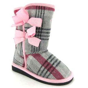 Cute Children's Tartan Print Snug Boots