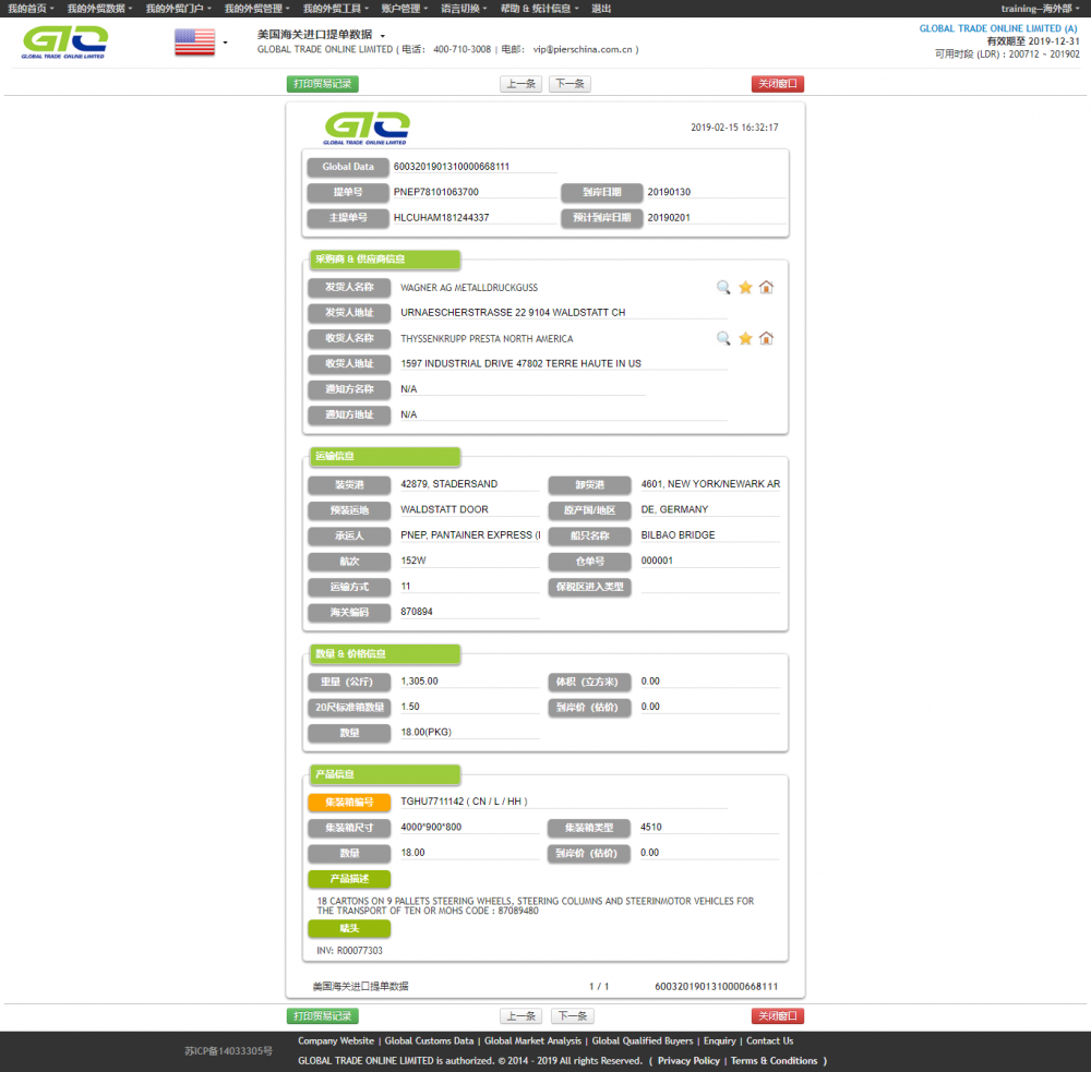 Styrning vWheels USA Importera data