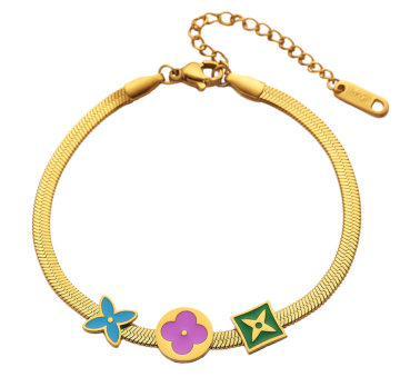 Color - Block Pattern Titanium Steel Clover Bracelet