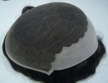 Frech lace or swiss lace in front with PU Temple to temple women toupee