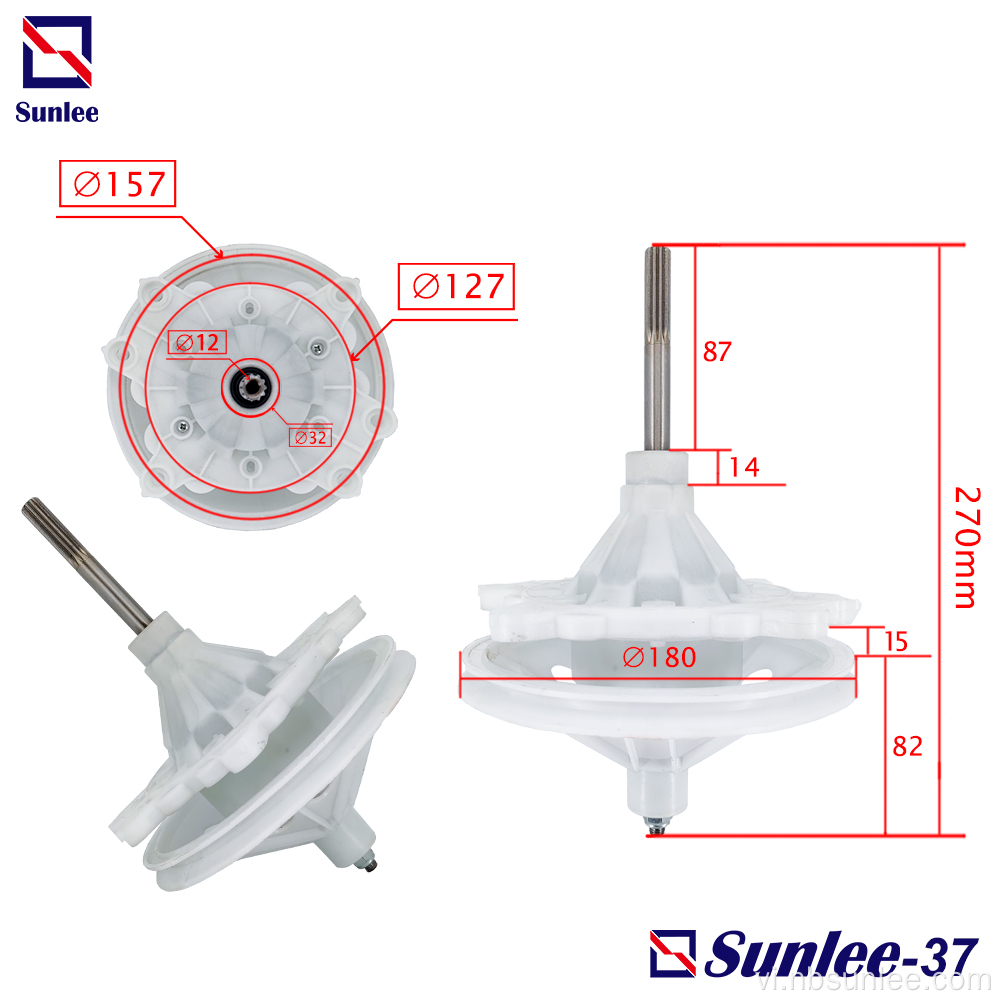 Hộp số máy giặt 12 lỗ cố định 11 trục dài