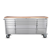 Tool trolley workbench stainless steel with hard work wooden top