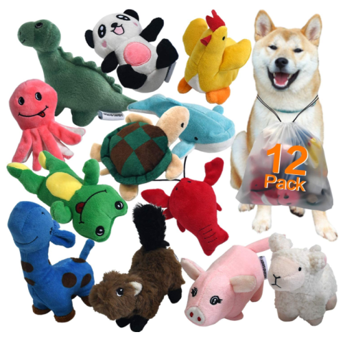 Squeaky Plush Dog Toy Pack för valp