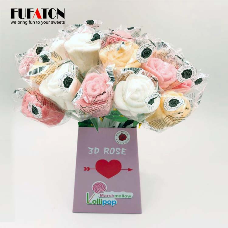 Sweet rose shaped jelly lollipop Candy