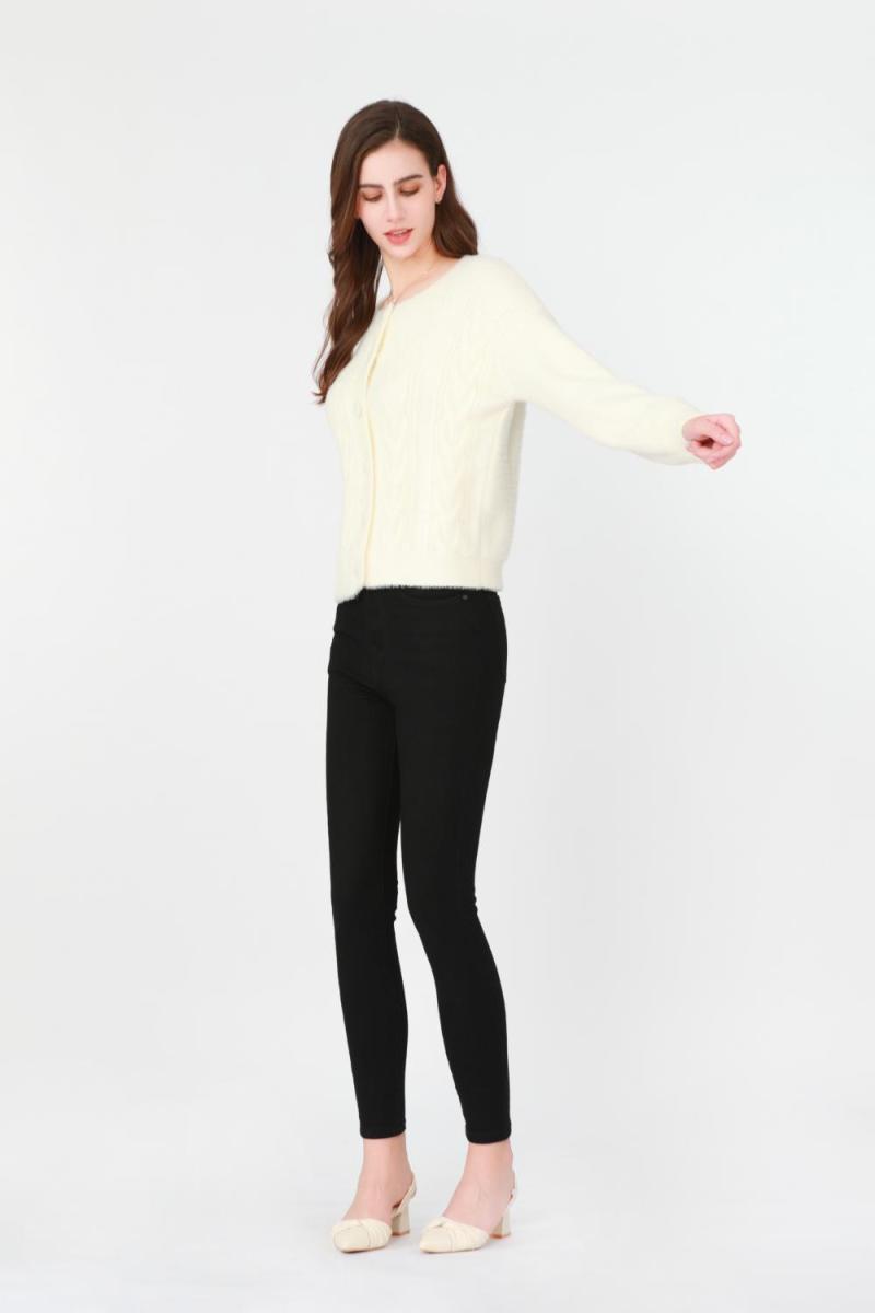 Buttoned Knitted Wool Long-sleeeved Sweater