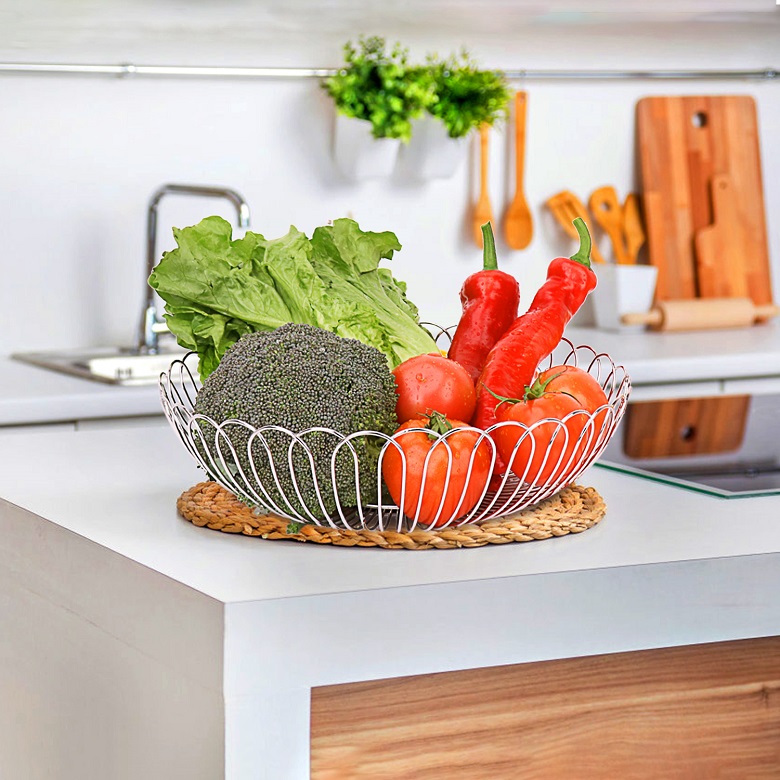 Stainless Steel Wire Fruit Vegetable Basket For Kitchen