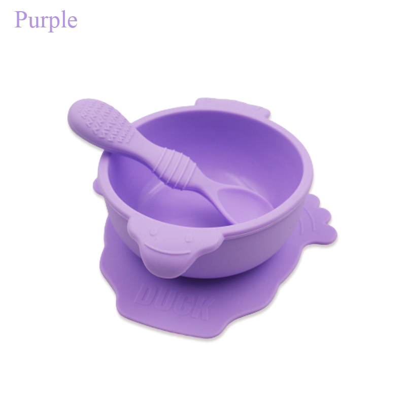 Eco-friendly baby dinner bowls feeding set heat resistant baby silicone bowl with spoon