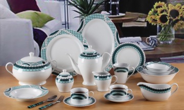 White Porcelain Dinnerware Aqua Tiles