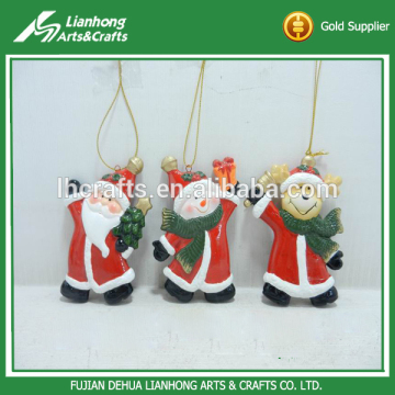 Indoor home ornament santa claus hanging ceramic christmas bear