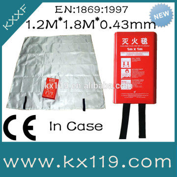 0.43mm 1.2M*1.8M fire proof glass fire blanket with handles for emergency