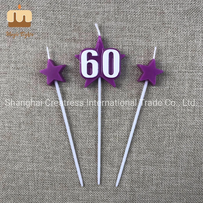 Number 60 Star Birthday Cake Candle Factory