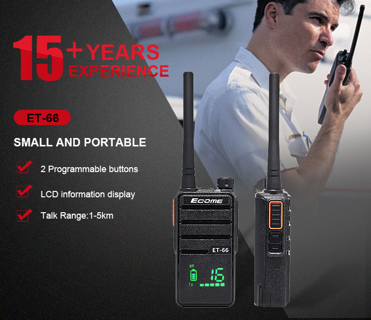 Best Sell Ecome ET-66 LARGN RANDE UHF Radio Handle Office Walkie Talkie 4 Paquete