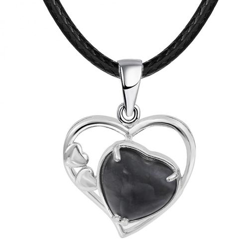 Black Obsidian Love Heart Birthstone Pendant Gemstone Necklaces for Women