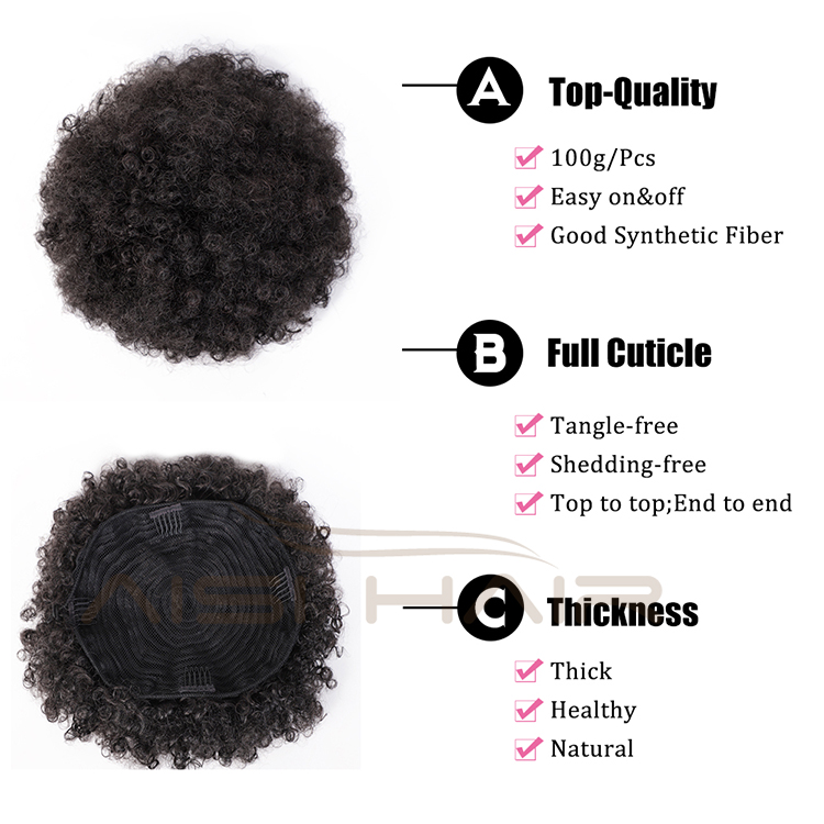 Aisi Hair Cheap Fluffy Curly Hair Bun Ponytail Women's Synthetic Puff Afro Short Curly Chignon Hair Extension For Black Women