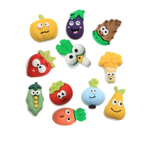 Multi Resin Design Flatback Vegetables Beads Cartoon Carrot Eggplant Cabochon Craft Kids Pendant Jewelry Ornament Accessories