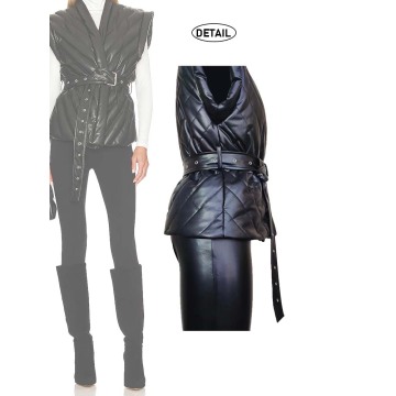 Chilting Faux Leather Black sin mangas sin mangas para el invierno