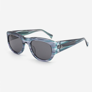 Retro Rectangle Thick Acetate Unisex Sunglasses 24A8009