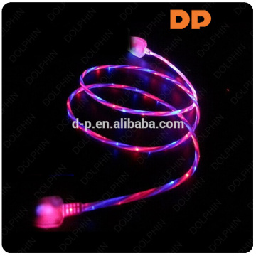 LED light Visible Flat Micro USB Cable Date line sync charging cables For apple charging