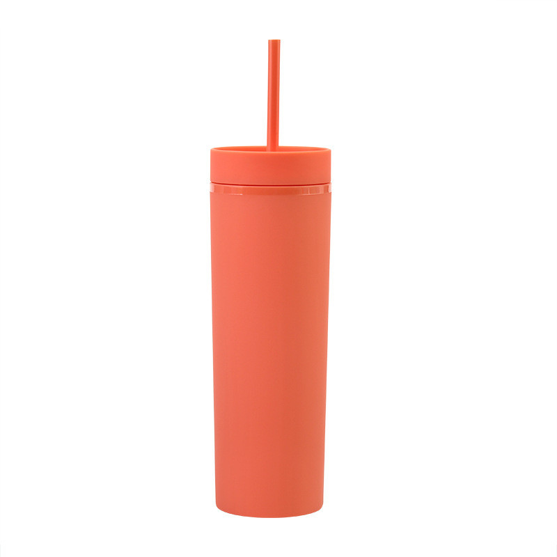 16oz Double Wall Plastic Tumblers Matte Pastel Colored Acrylic Tumblers with Lids and Straws