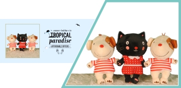 Cute cat and dog plush toys