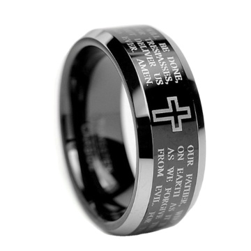 Dongguan Hot Selling Black Fashion Jewelry Accessories: Men's Lords Prayer Rings (8mm)