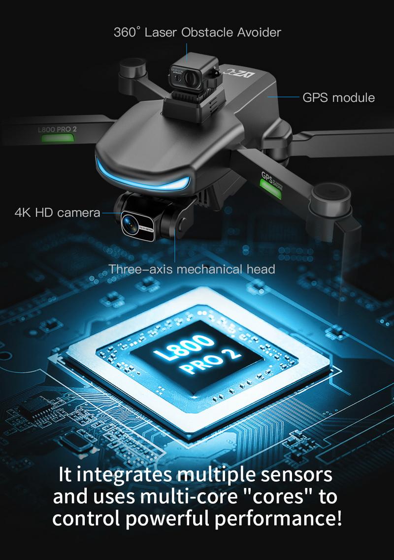 L800 PRO2 360 Laser Obstacle Avoidance Three Axis Gimbal Brushless GPS HD Aerial Photography Folding Quadcopter