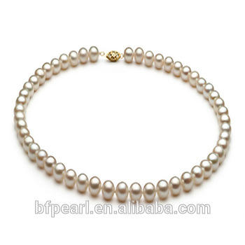 Wholesale Jewellery AA 8-9mm White Fresh Water Pearl Necklaces