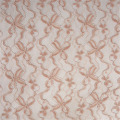Tecidos para vestidos bordados de renda rosa com estampa de algodão rayon