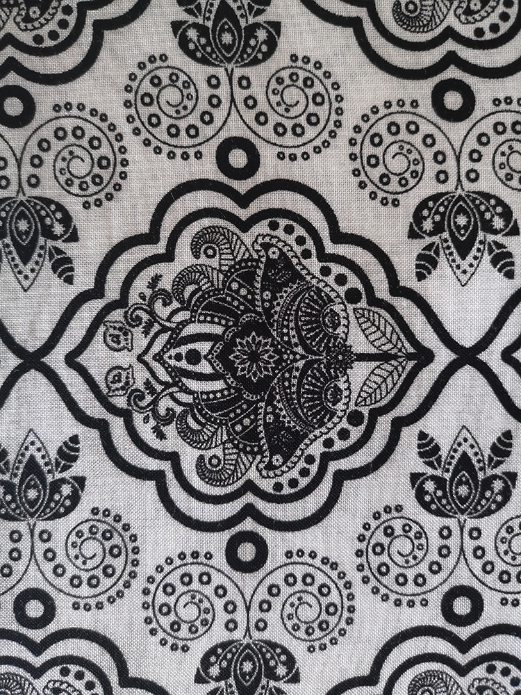 Tissu d&#39;impression Rayon Challis 32S noir et blanc